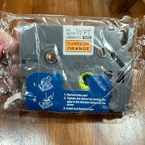 Fluorescent Orange laminated tape for Brother P-Touch label maker